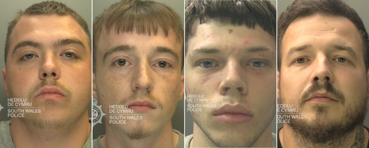 Connor Pitt, Auryn Gustur, Alfie Wheeler, Lewis Manito (Image: South Wales Police)