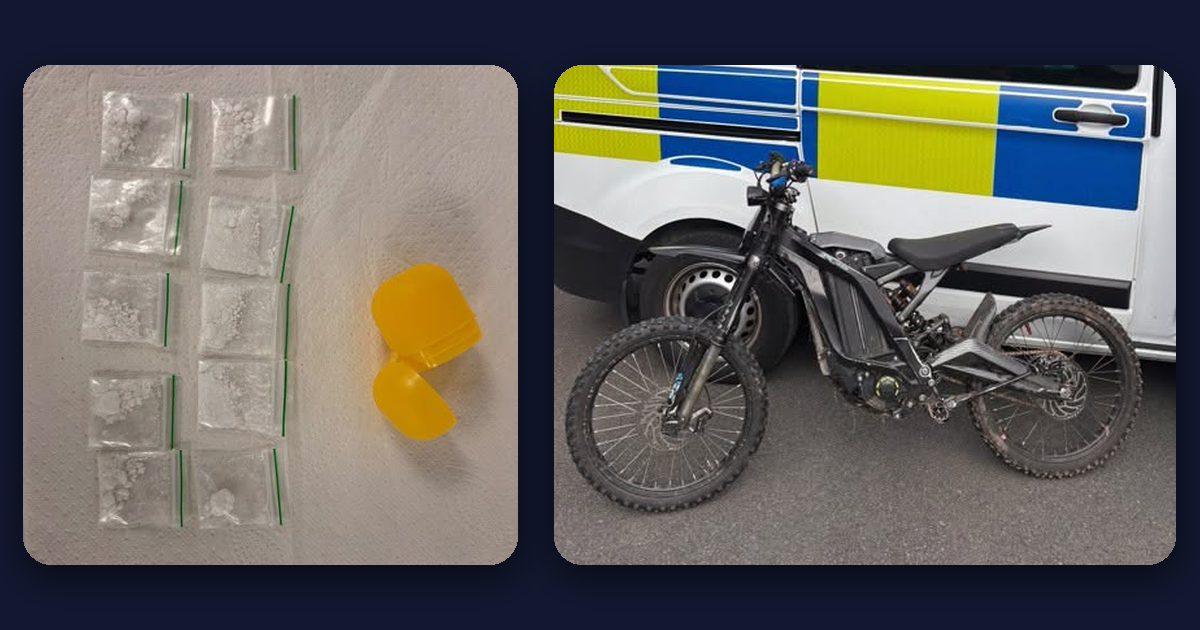 Featured image for “Suspected drugs and Sur-Ron seized in Newport stop search”